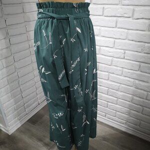 Shein Ladies Size Medium Elastic & Tie Waist Leaf Lightweight Palazzo Pants
